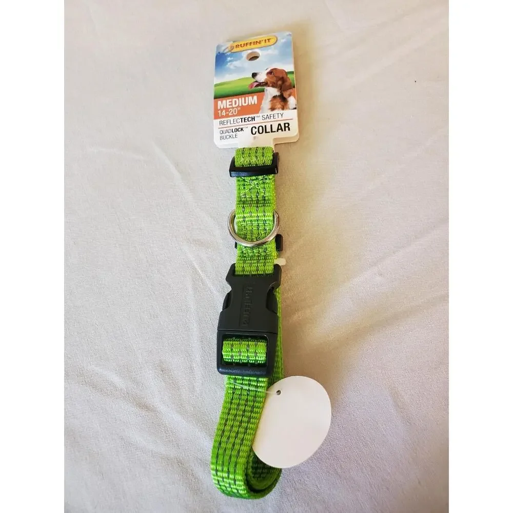 Ruffin It ReflecTech High-Visibility Dog Collar. 14-20". NEW Neon Green - Picture 1 of 4